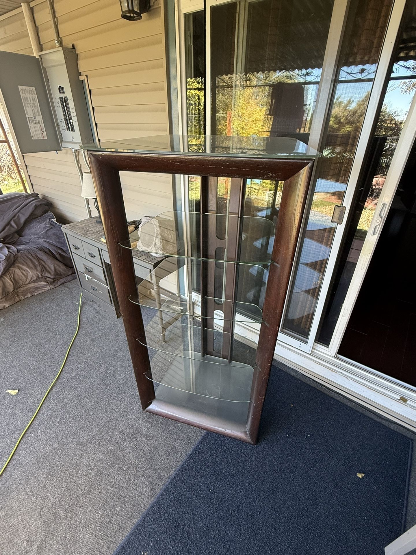 Less and wood stand five shelves