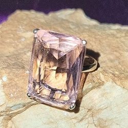 Pink Ice Zirconia Cocktail Ring. SS