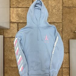Jeffery Star Cosmetics Hoodie Jacket In Baby Blue And Pink With Arm Printed Details