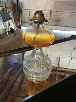 Vintage Glass Kerosene Oil Lamp antique