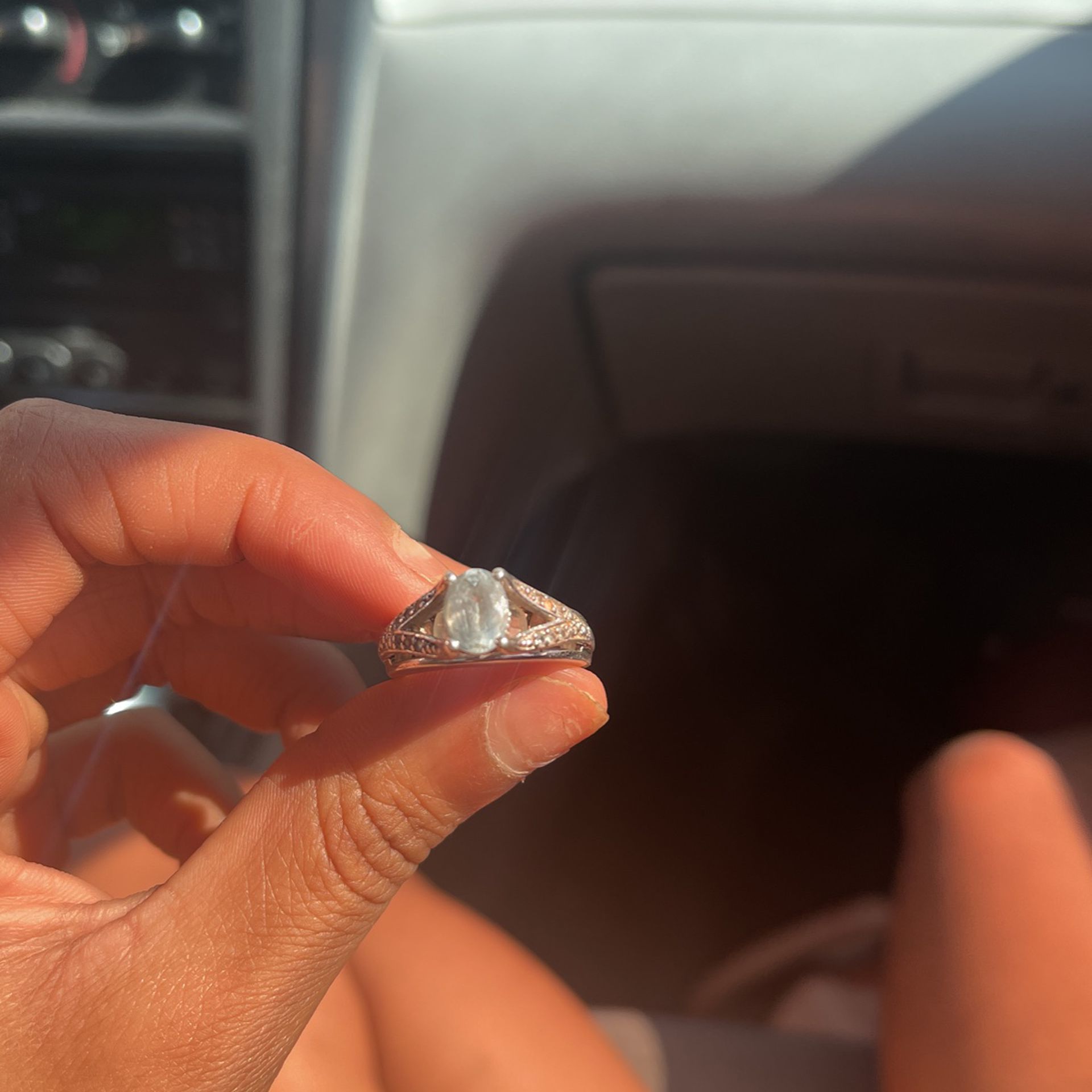Diamond Silver Blue Wedding Ring 