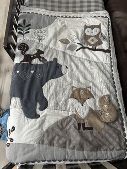 Woodland Forest Animal Nursery Baby Crib Bedding Set - Gray