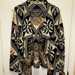 Helen’s Heart Aztec Open Draped Acrylic Cardigan Sweatshirt 