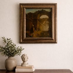 Vintage Framed Classical Architecture Art Print – Ornate Ruins Scene