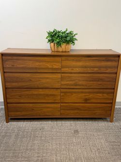 Already Assembled✨8-Drawer Double Dresser, 55"W Modern Wood Grain Storage Chest of Drawers, Large Capacity Bedroom Organizer Cabinet with Smooth Metal