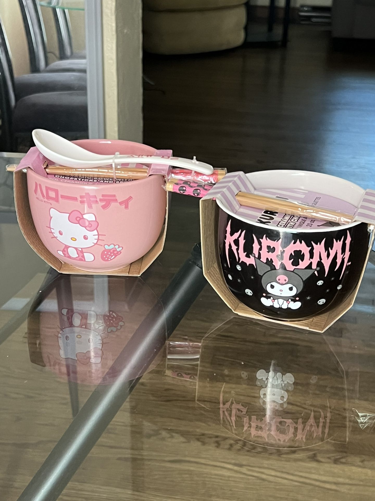 Hello Kitty Kuromi Ceramic Bowl With Chopsticks And Spoon