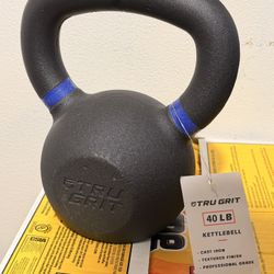 New Tru Grit 40# Cast Iron Kettlebell 