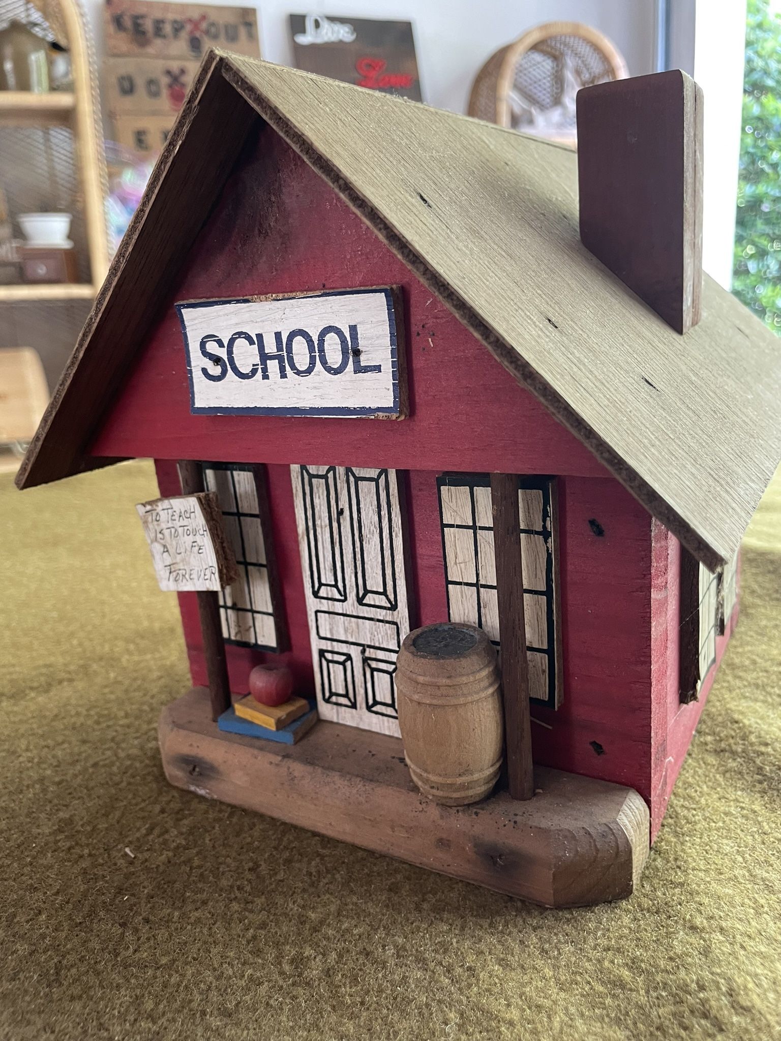 Vintage Handmade Berkeley Designs Wooden School Birds House