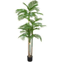 AnTing 8.5ft Tall Triple Golden Cane Palm Artificial Tree Palm Silk Tree in Plastic Sturdy Pot Large Fake Tropical Palm Plant for Indoor Outdoor Offic
