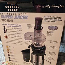New, never used stainless steel super juicer, 700 watt, wide mouth.
