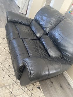 Black Leather Couch Set