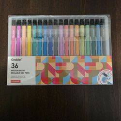 New Grabie 36 Count Medium Point Erasable Gel Pens Set