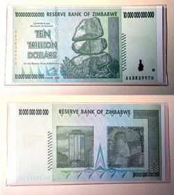 Ten Trillion Dollar Bill from Zimbabwe