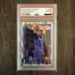 Cooper Flagg RC Rookie 2025 Topps Chrome Raywave Parallel #251. PSA 10