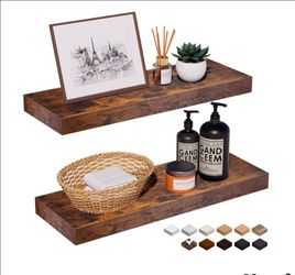 16 Inch Floating Shelves, High-End Solid Pine Wood, Set of 2
American Walnut Finish, Holds Up To 50 Lbs Per Shelf, Hidden Brackets, Hardware Included,