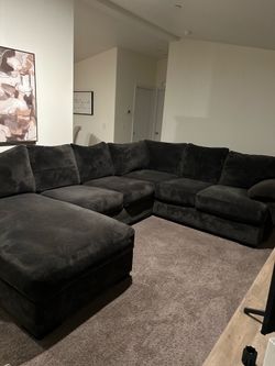 Three piece dark gray sectional, clean, and excellent condition