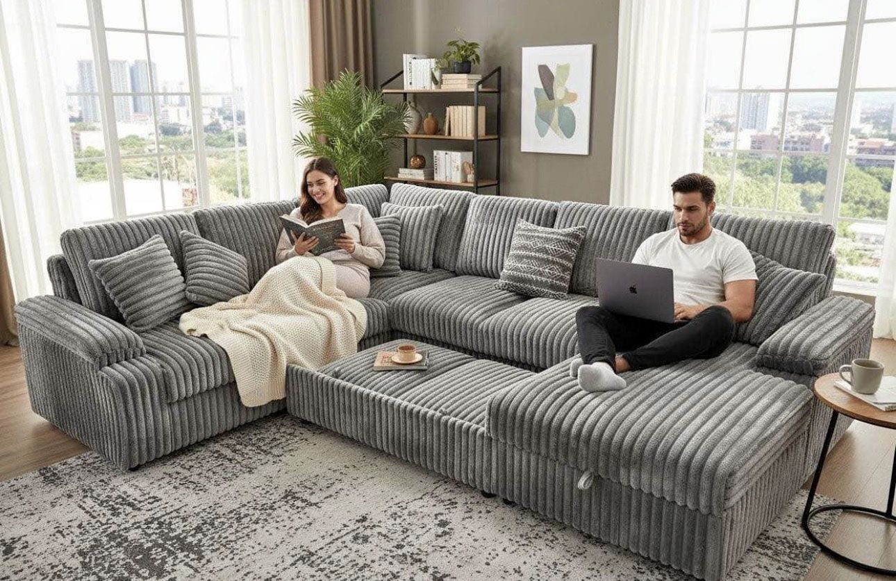 Very large sectional sofa sleeper pull out bed storage couch 3 colors new