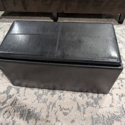 Black Leather Ottoman 