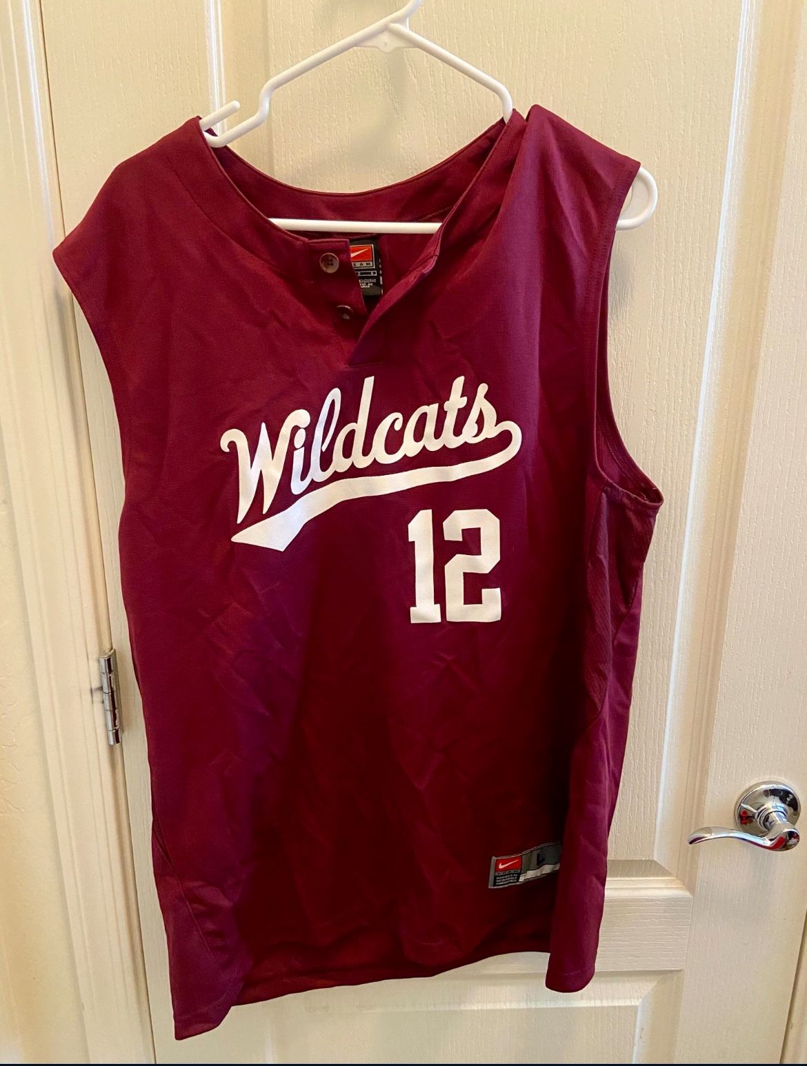 Red Burgundy Wildcats #12 Nike Sleeveless Softball Baseball Jersey SIZE ADULT LARGE