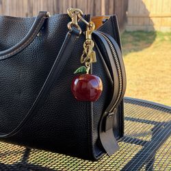 Coach Resin Enamel Apple Keychain Dog Leash Bag Clasp Bag Charm