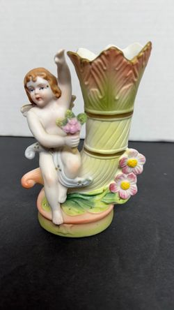 Porcelain Cherub Figurine Vase