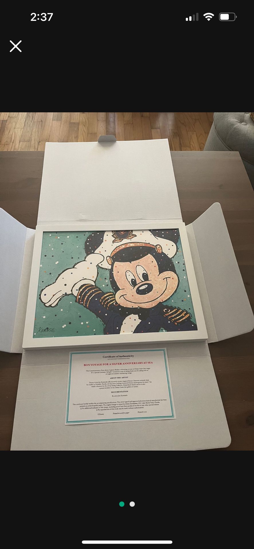 DISNEY CRUISE LINE DCL 25TH ANNIVERSARY -MICKEY FRAMED LITHOGRAPH Castaway Club