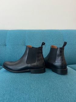 Taft Men's Hiro Leather and Embossed Croc Detailing Chelsea Boots