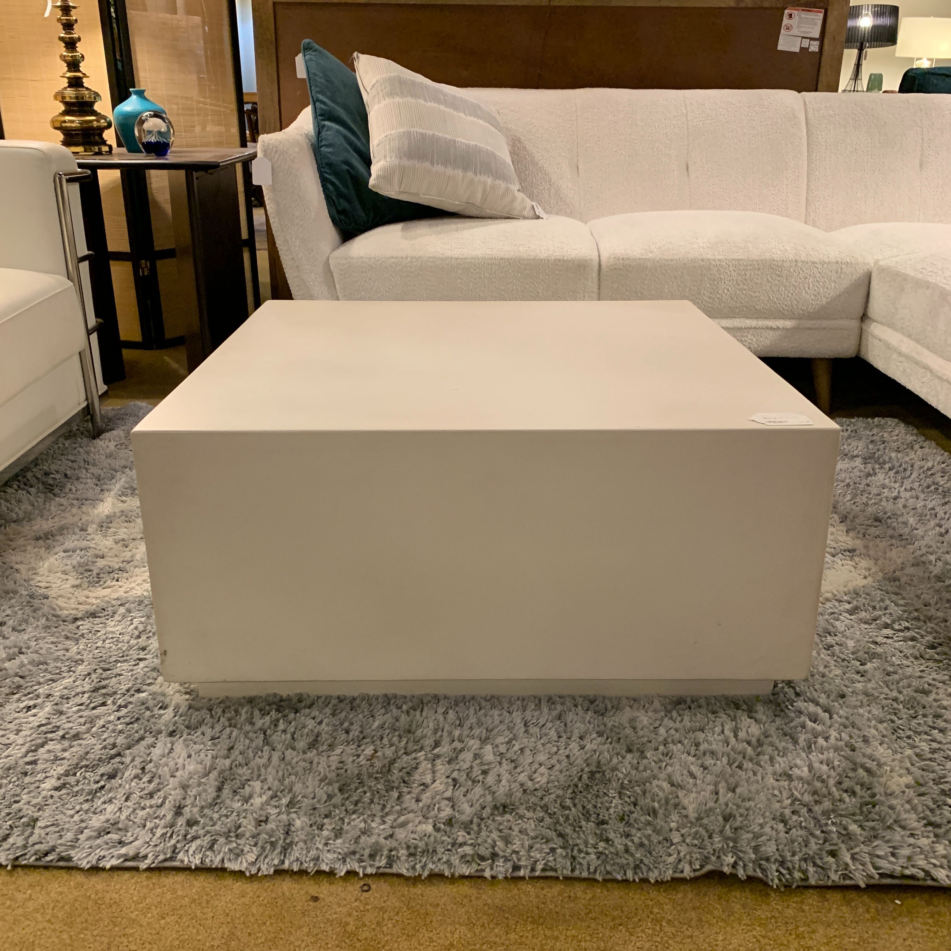 CB2 White Concrete Coffee Table