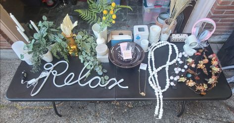 Various decor: faux plants, lights, candles, garlands