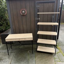 Desk and Bookshelf 