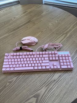 Pink Gaming Keyboard And Mouse