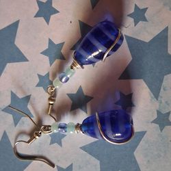 Blue Swirl Drop Earrings