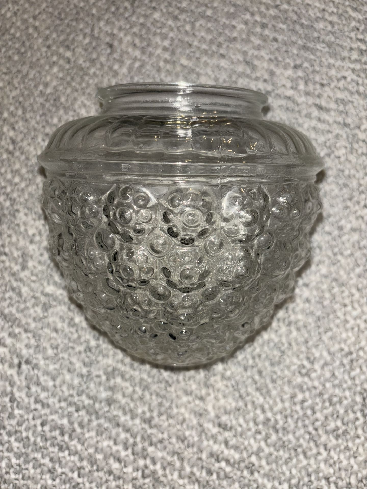 Beautiful Antique Vintage Clear Glass Acorn Shaped Texturized Glass Light Fixture Cover