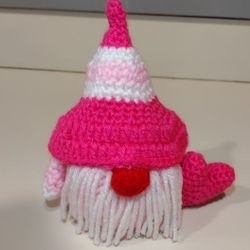 Handmade Valentine's Day Crochet Gnome 