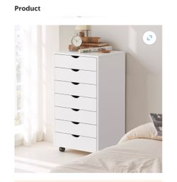 Simenmax 7 Drawer Chest Mobile Storage Cabinets Wooden Dresser with Wheels Room Organization Furniture for Office,