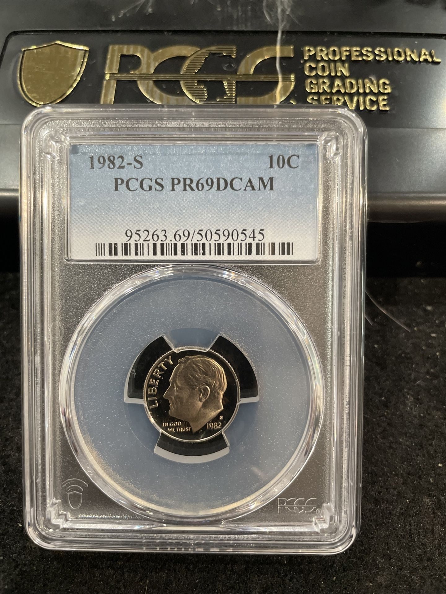 1982 S Gem Proof Roosevelt Dime Graded At PR69 With A Deep Cameo 3-10