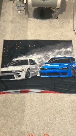 wall tapestry with cars on it
