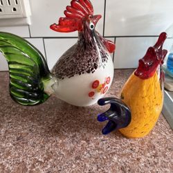 Murano Original Rooster And Chick