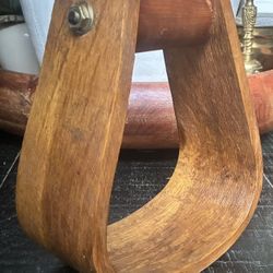 Vintage Real Wooden Stirrup Decor Accent