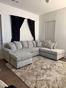 Huge Dark Grey Comfy U Shape Sectional Sofa/Couch W Cushions $1199!