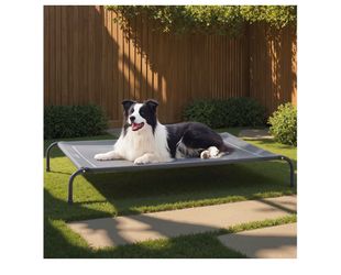 Bedsure Outdoor Elevated Cooling Dog Bed Large Sized Dog, 49in Grey Portable raised camping pet