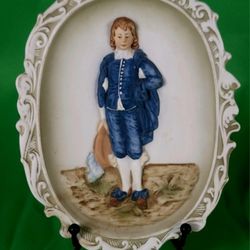 Vintage Lefton Blue Boy Porcelain China, Bisque, Hand Painted