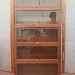 Vintge Iak Barrister Style Bookcase Cabinet W/ Glass