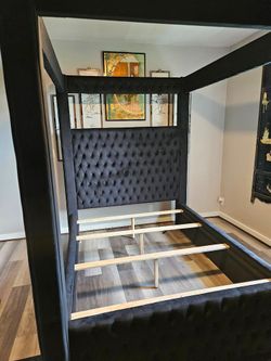 Only $39 down payment special black queen canopy bed frame black color