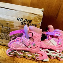 New roller blades pink adjustable size