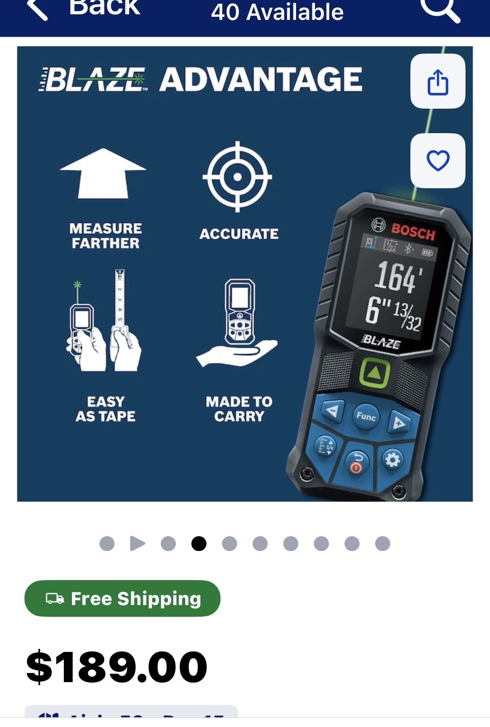 Bosh 165 Foot Laser Measure Green