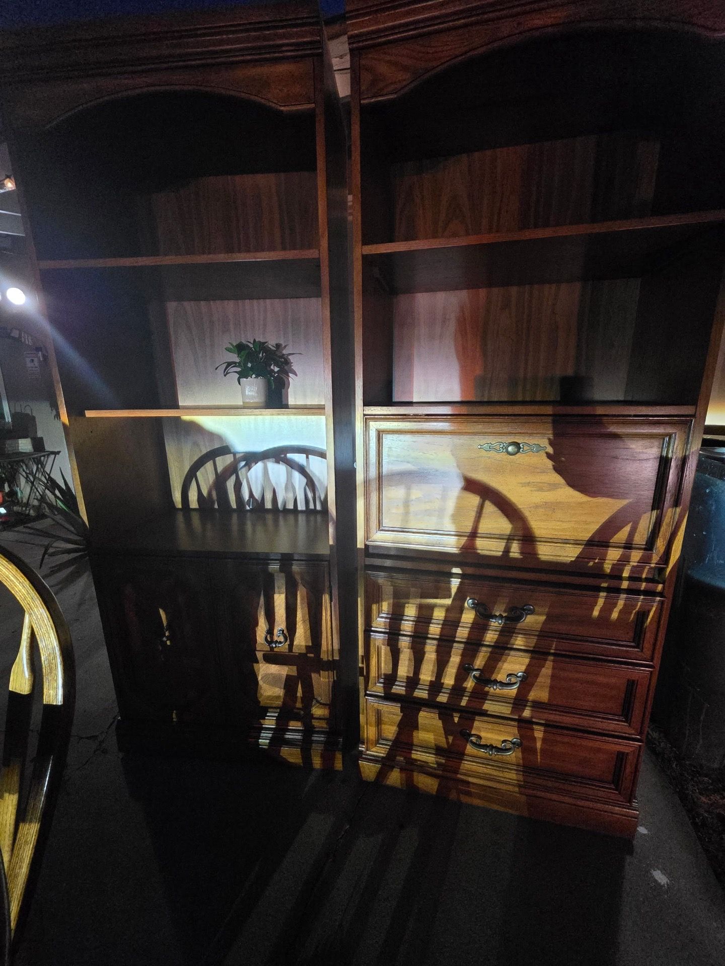 2 wood cabinets $75