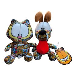 Garfield & Odie 7" Stuffed Plush Set Sticker Bombed Nickelodeon 2022 Toy Factory