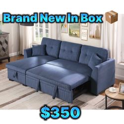 Fancy Corduroy Fabric Sofa Bed Couch 🛋️ Brand New In Box Blue Color Can Deliver For An Extra Fee Depending On Location 