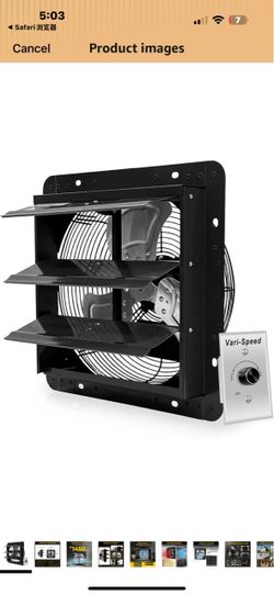 New in box VENTISOL 12 Inch Shutter Exhaust Fan With Variable Speed Controller,1450CFM Wall Mounted Ventilation Fan, Vent Fan For Greenhouses,Shop,Hom
